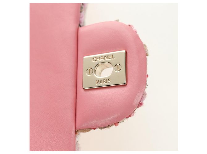 CHANEL Matelasse Chain Shoulder Bag Wool Tweed Pink Gold CC Auth 181936SAM Rosa D'oro - vista 20