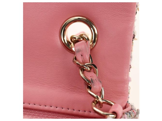 CHANEL Matelasse Chain Shoulder Bag Wool Tweed Pink Gold CC Auth 181936SAM Rosa D'oro - vista 21