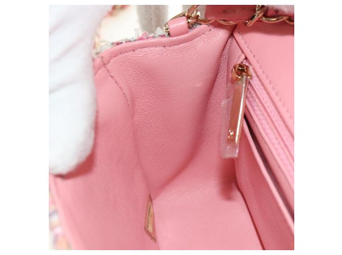 CHANEL Matelasse Chain Shoulder Bag Wool Tweed Pink Gold CC Auth 181936SAM Rosa D'oro - vista 24
