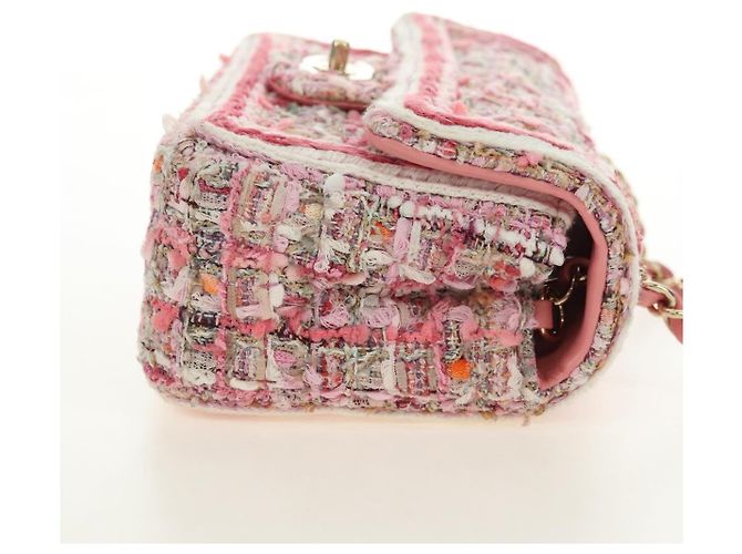 CHANEL Matelasse Chain Shoulder Bag Wool Tweed Pink Gold CC Auth 181936SAM Rosa D'oro - vista 4