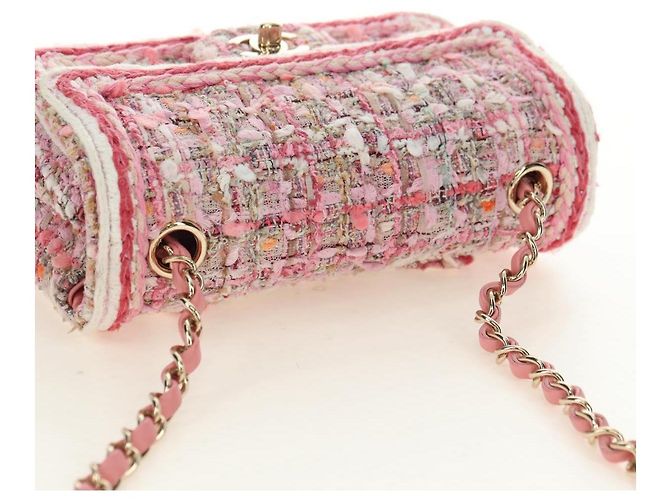 CHANEL Matelasse Chain Shoulder Bag Wool Tweed Pink Gold CC Auth 181936SAM Rosa D'oro - vista 6