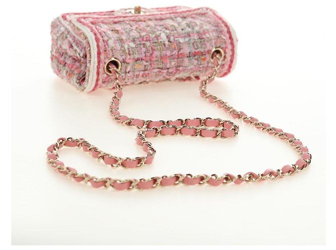CHANEL Matelasse Chain Shoulder Bag Wool Tweed Pink Gold CC Auth 181936SAM Rosa D'oro - vista 7