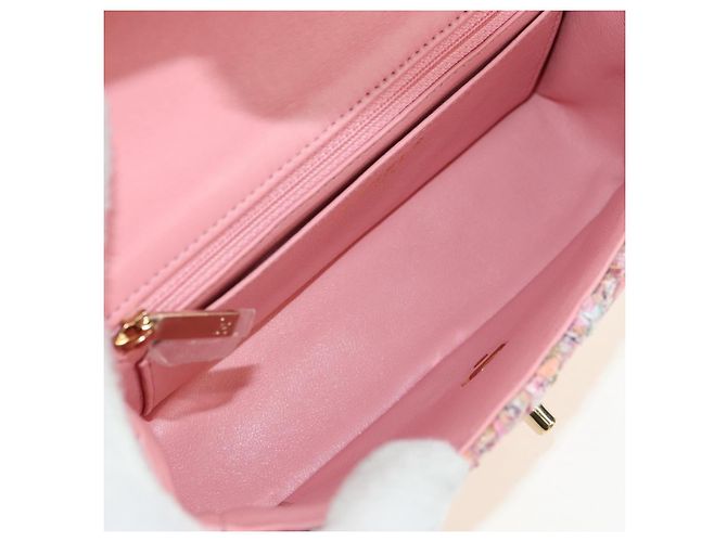 CHANEL Matelasse Chain Shoulder Bag Wool Tweed Pink Gold CC Auth 181936SAM Rosa D'oro - vista 9