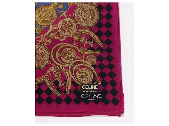 Céline CELINE Set di 2 fazzoletti di cotone Blu Rosa Auth am11740A - vista 5
