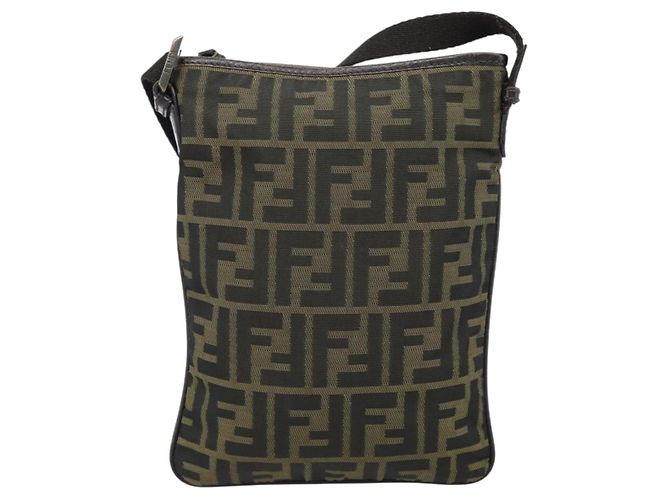Borsa a Spalla FENDI Zucca Canvas Nero Marrone Auth 183189 - vista 13