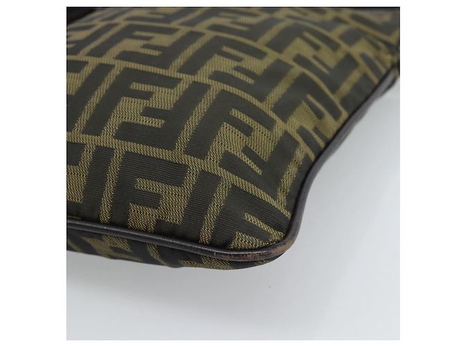 Borsa a Spalla FENDI Zucca Canvas Nero Marrone Auth 183189 - vista 14