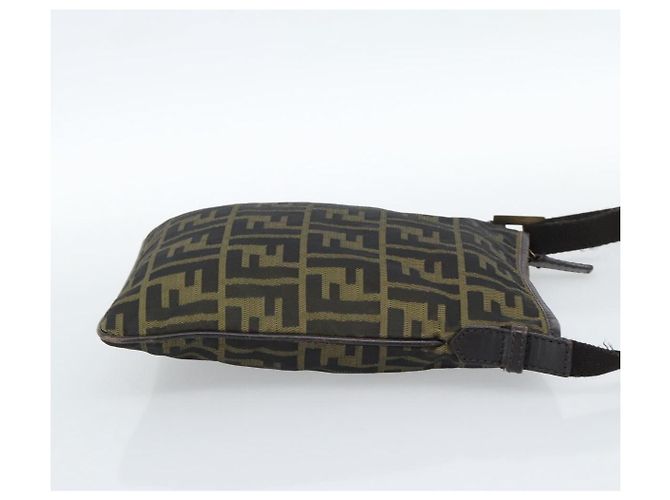 Borsa a Spalla FENDI Zucca Canvas Nero Marrone Auth 183189 - vista 4