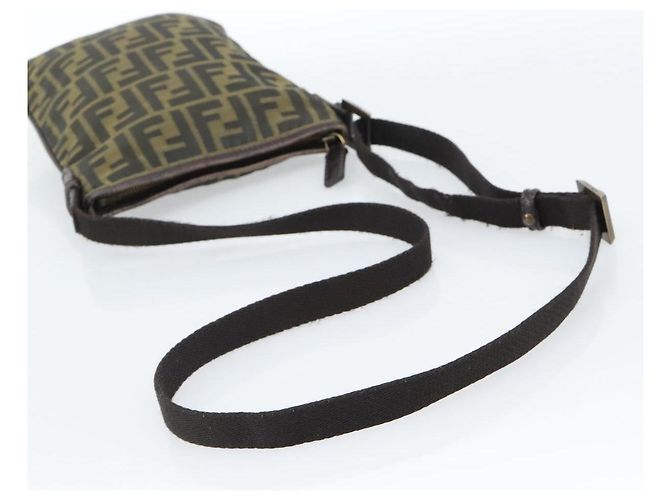 Borsa a Spalla FENDI Zucca Canvas Nero Marrone Auth 183189 - vista 7