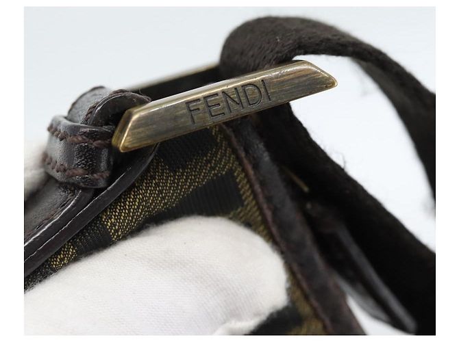 Borsa a Spalla FENDI Zucca Canvas Nero Marrone Auth 183189 - vista 9