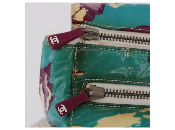 Pochette CHANEL in PVC e tela verde con CC Autentica 182645 - vista 17