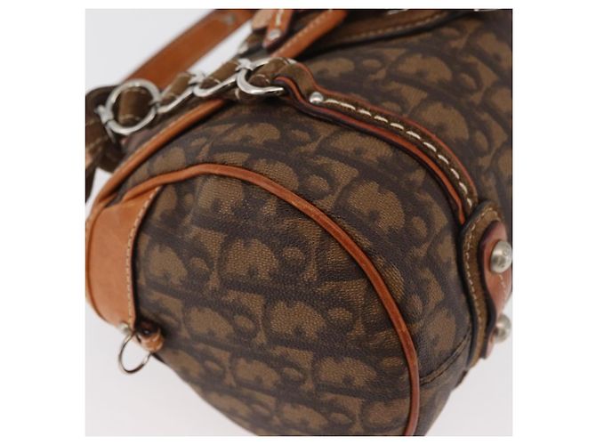 Borsa Christian Dior Trotter Canvas Romantic PVC Marrone Argento Auth 181900V - vista 15