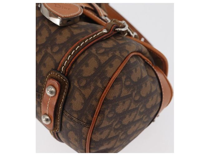 Borsa Christian Dior Trotter Canvas Romantic PVC Marrone Argento Auth 181900V - vista 16