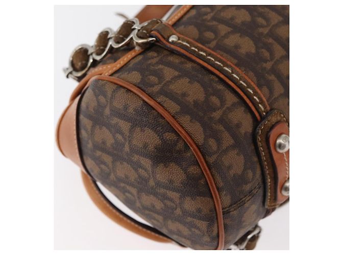 Borsa Christian Dior Trotter Canvas Romantic PVC Marrone Argento Auth 181900V - vista 17