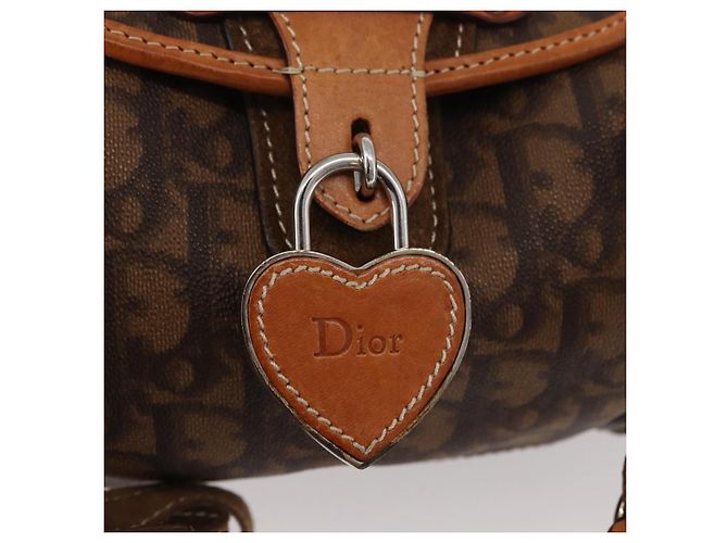 Borsa Christian Dior Trotter Canvas Romantic PVC Marrone Argento Auth 181900V - vista 19