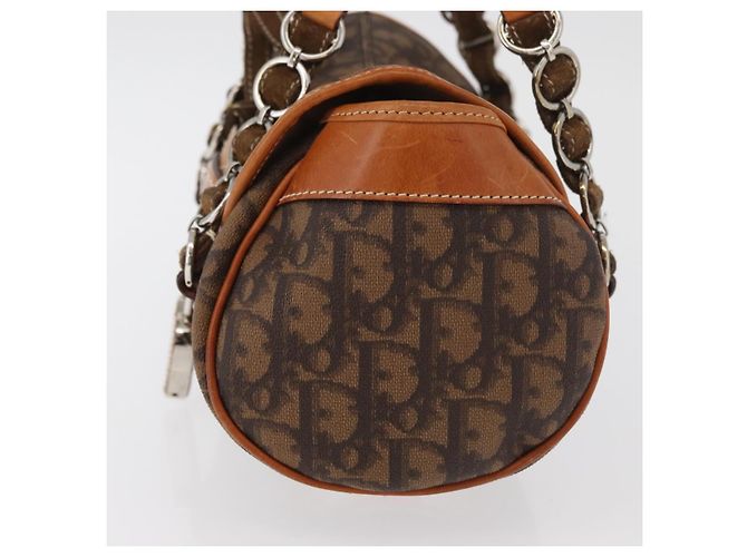 Borsa Christian Dior Trotter Canvas Romantic PVC Marrone Argento Auth 181900V - vista 3