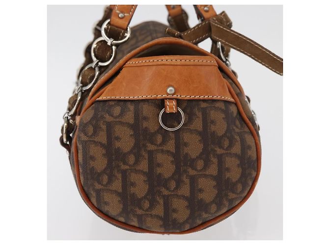 Borsa Christian Dior Trotter Canvas Romantic PVC Marrone Argento Auth 181900V - vista 4