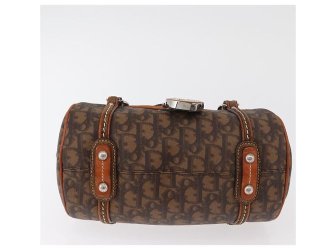 Borsa Christian Dior Trotter Canvas Romantic PVC Marrone Argento Auth 181900V - vista 5