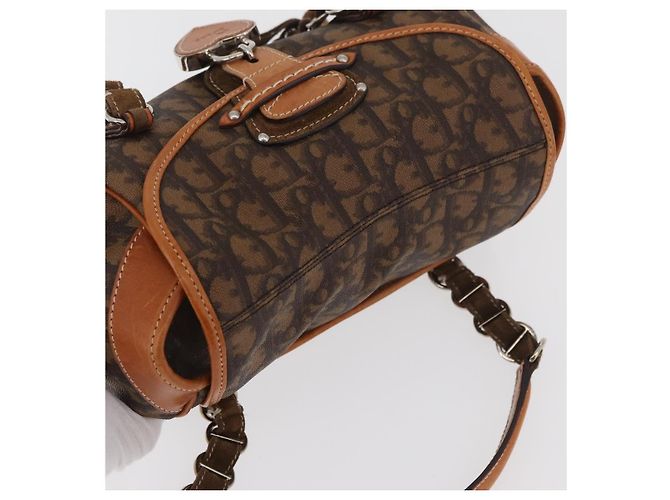 Borsa Christian Dior Trotter Canvas Romantic PVC Marrone Argento Auth 181900V - vista 6