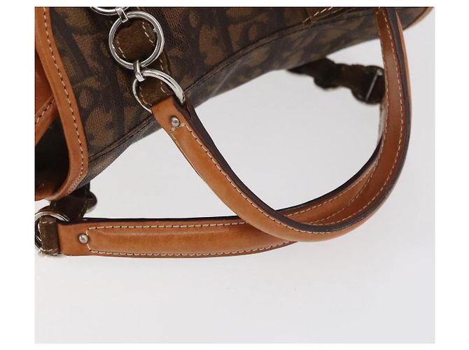 Borsa Christian Dior Trotter Canvas Romantic PVC Marrone Argento Auth 181900V - vista 7