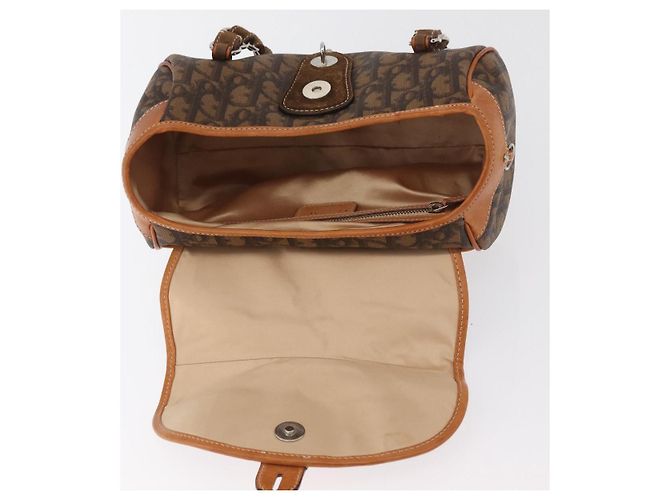 Borsa Christian Dior Trotter Canvas Romantic PVC Marrone Argento Auth 181900V - vista 8