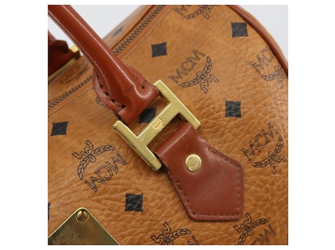Borsa Boston MCM Vicetos Logogram PVC Pelle Marrone Oro Auth 182670 D'oro - vista 10