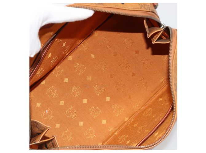 Borsa Boston MCM Vicetos Logogram PVC Pelle Marrone Oro Auth 182670 D'oro - vista 11