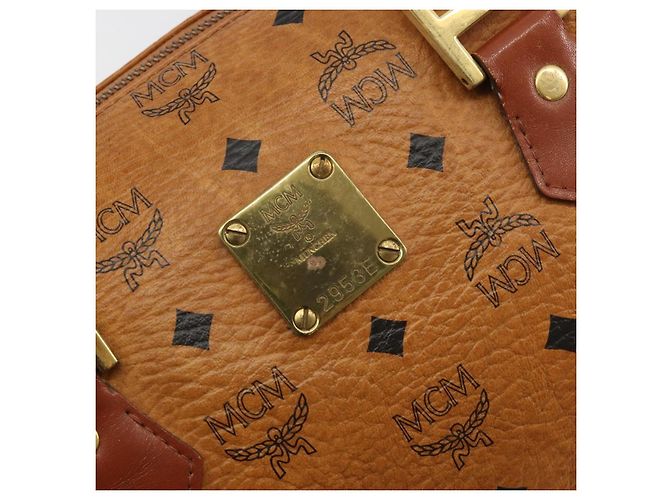 Borsa Boston MCM Vicetos Logogram PVC Pelle Marrone Oro Auth 182670 D'oro - vista 12
