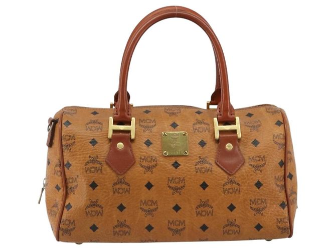 Borsa Boston MCM Vicetos Logogram PVC Pelle Marrone Oro Auth 182670 D'oro - vista 13
