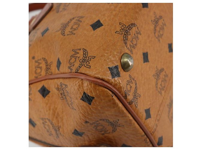 Borsa Boston MCM Vicetos Logogram PVC Pelle Marrone Oro Auth 182670 D'oro - vista 14