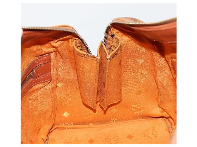 Borsa Boston MCM Vicetos Logogram PVC Pelle Marrone Oro Auth 182670 D'oro - vista 18