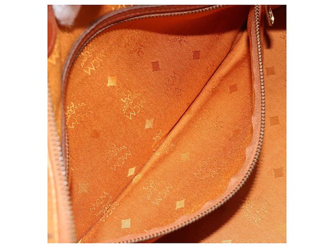 Borsa Boston MCM Vicetos Logogram PVC Pelle Marrone Oro Auth 182670 D'oro - vista 21
