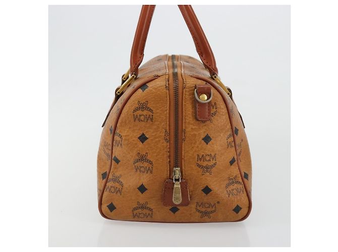 Borsa Boston MCM Vicetos Logogram PVC Pelle Marrone Oro Auth 182670 D'oro - vista 3