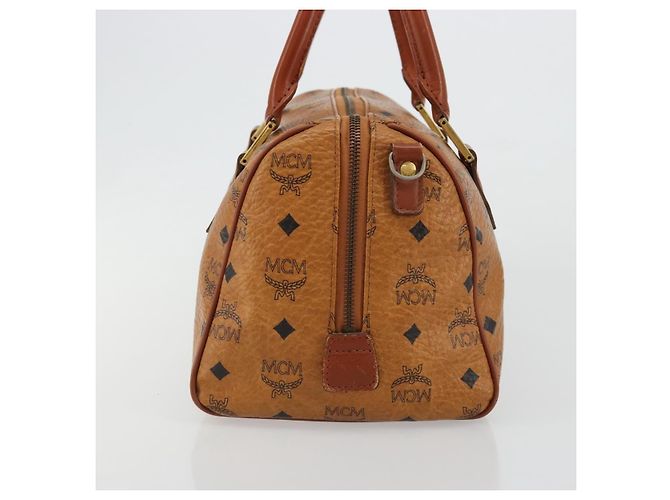 Borsa Boston MCM Vicetos Logogram PVC Pelle Marrone Oro Auth 182670 D'oro - vista 4