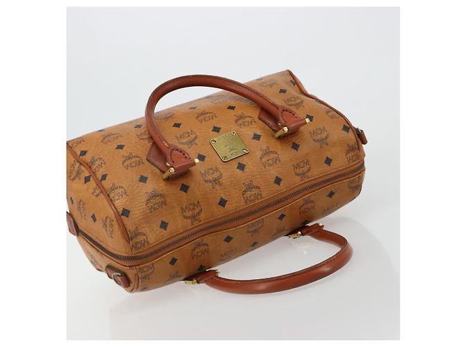 Borsa Boston MCM Vicetos Logogram PVC Pelle Marrone Oro Auth 182670 D'oro - vista 6