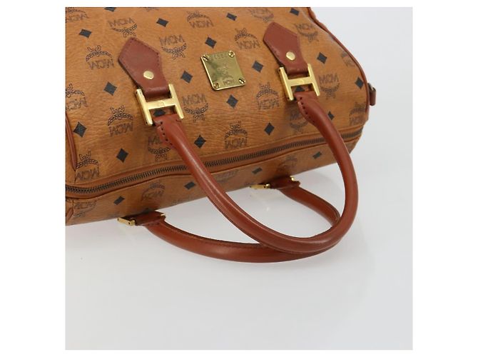Borsa Boston MCM Vicetos Logogram PVC Pelle Marrone Oro Auth 182670 D'oro - vista 7