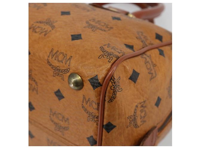 Borsa Boston MCM Vicetos Logogram PVC Pelle Marrone Oro Auth 182670 D'oro - vista 9