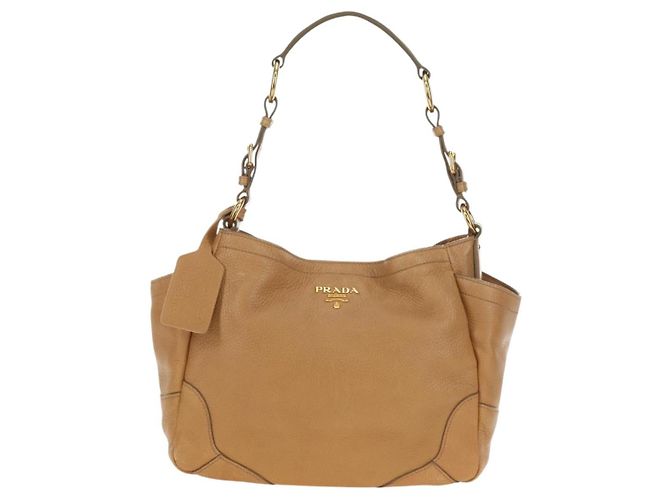 Borsa a Spalla PRADA in Pelle Beige Oro Auth 183307SAV D'oro - vista 13