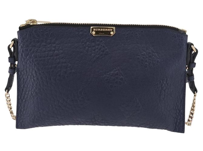 Borsa a Spalla BURBERRY in Pelle Blu Navy e Oro Auth 184458A D'oro - vista 13
