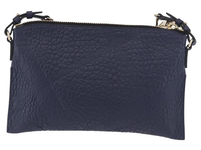 Borsa a Spalla BURBERRY in Pelle Blu Navy e Oro Auth 184458A D'oro - vista 2