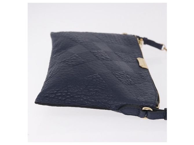Borsa a Spalla BURBERRY in Pelle Blu Navy e Oro Auth 184458A D'oro - vista 3