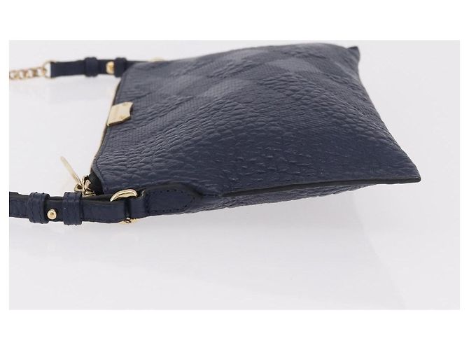 Borsa a Spalla BURBERRY in Pelle Blu Navy e Oro Auth 184458A D'oro - vista 4