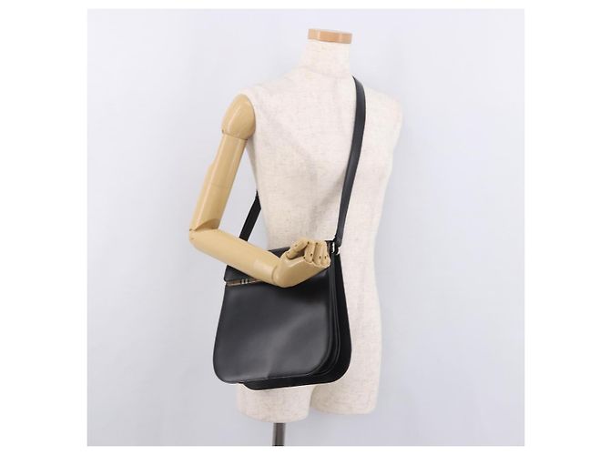 Borsa a Spalla Burberry in Pelle Nera Argento Auth 184472A Nero - vista 22