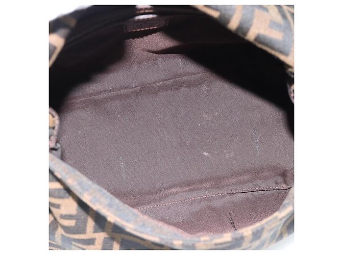 FENDI Borsa a Spalla Mamma Baguette in Tela Zucca Nero Marrone Argento Auth 183864SAM - vista 10