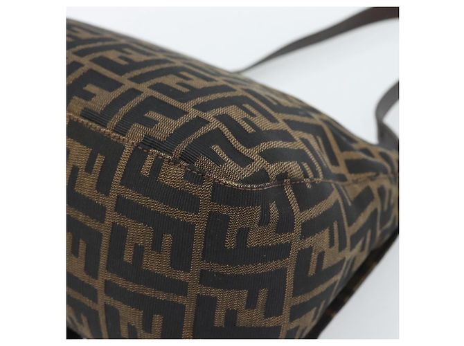 FENDI Borsa a Spalla Mamma Baguette in Tela Zucca Nero Marrone Argento Auth 183864SAM - vista 16