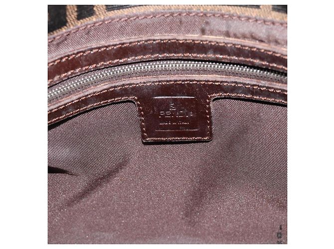 FENDI Borsa a Spalla Mamma Baguette in Tela Zucca Nero Marrone Argento Auth 183864SAM - vista 19