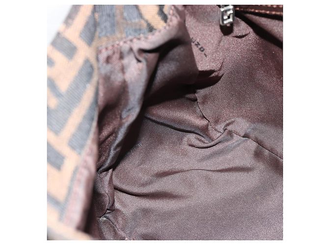 FENDI Borsa a Spalla Mamma Baguette in Tela Zucca Nero Marrone Argento Auth 183864SAM - vista 21