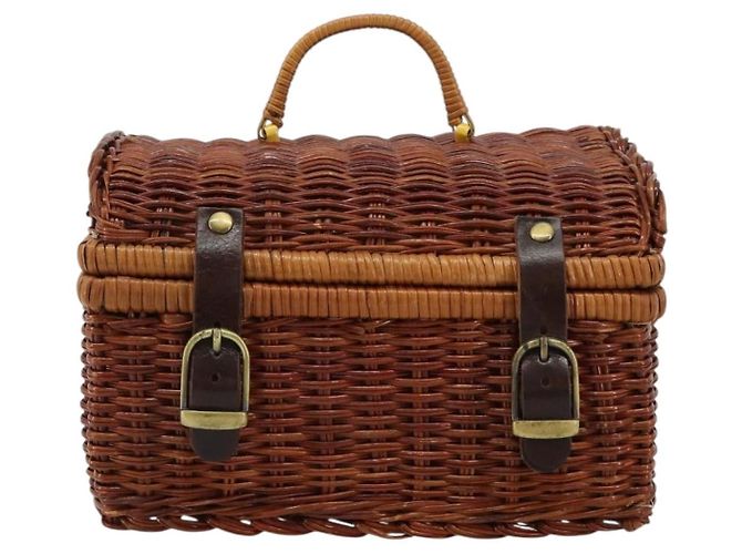 Borsa a mano GIVENCHY in rattan marrone Auth 183783A - vista 13