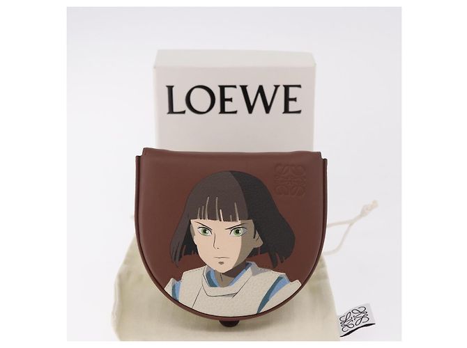 LOEWE Studio Ghibli anagram Heel Pouch Haku Bag Pelle Marrone Auth 167385SM - vista 12