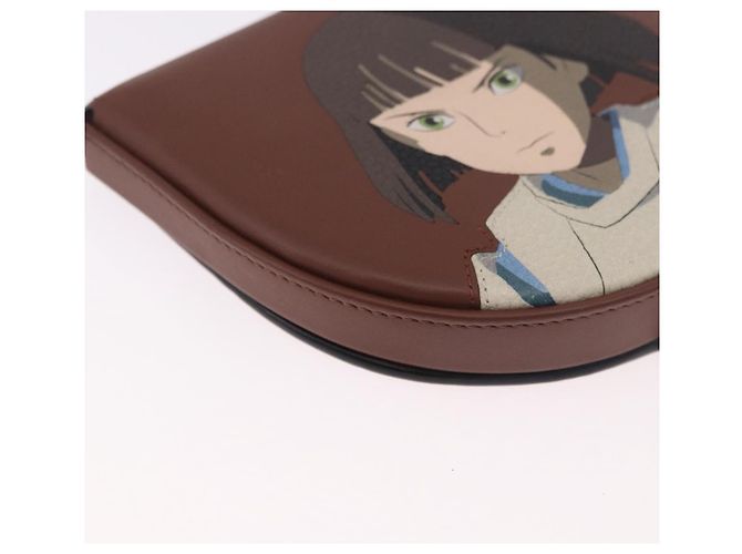 LOEWE Studio Ghibli anagram Heel Pouch Haku Bag Pelle Marrone Auth 167385SM - vista 14