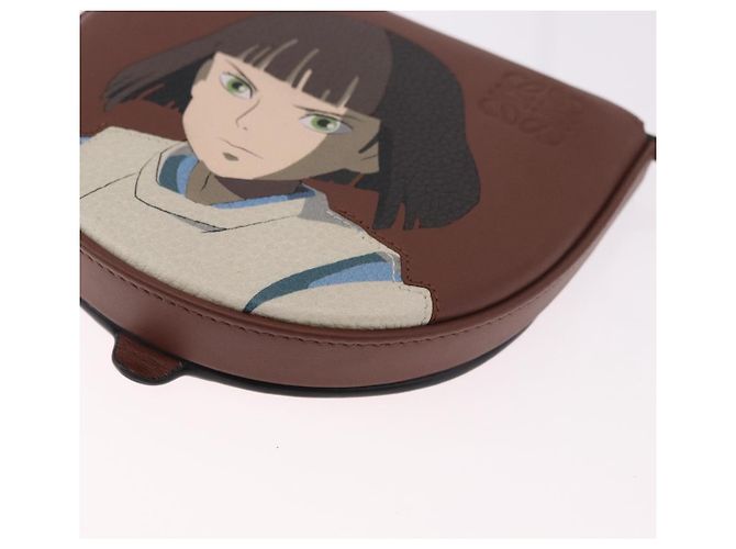 LOEWE Studio Ghibli anagram Heel Pouch Haku Bag Pelle Marrone Auth 167385SM - vista 15